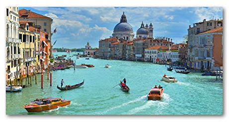 Tulup Glas-Bild Wandbild aus Glas - Wandkunst - Wandbild hinter gehärtetem Sicherheitsglas - Dekorative Wand für Küche & Wohnzimmer 140x70 - Sehenswürdigkeiten & Architektur - Venedig Italien - Blau