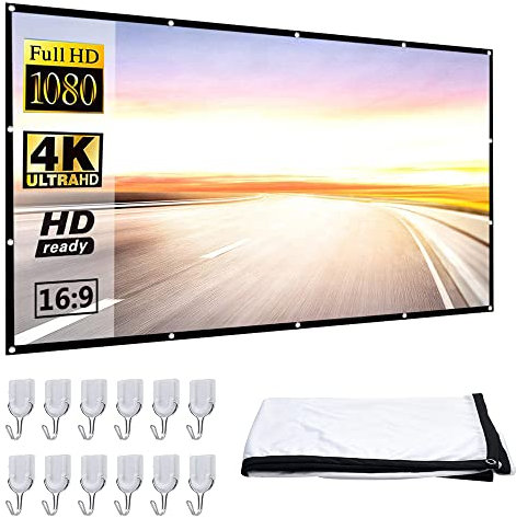 Pantalla de proyector, Pantalla de proyector Plegable 16:9 para Cine en casa y Pantalla de proyección al Aire Libre