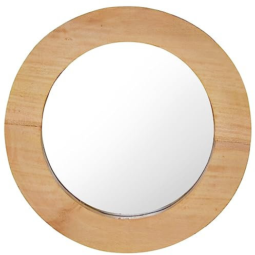 vidaXL Teak Wandspiegel Badspiegel Spiegel Flurspiegel Hängespiegel Badezimmerspiegel Rundspiegel Dekospiegel Kosmetikspiegel 40cm Rund