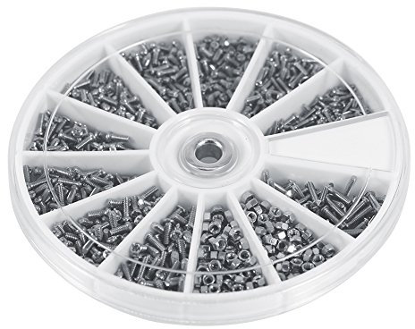 Stainless Steel Screws Set 600pcs, M1 M1.2 M1.4 M1.6 Machine Screws, 12 Kinds Mini Glasses Screws With Flat Storage Box