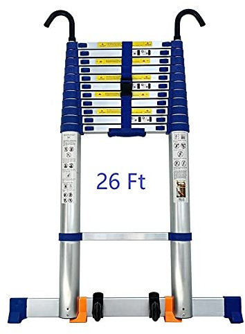 XHP Extra hohe Teleskopleiter 7m 8m Aluminium Teleskop Ausziehleiter Kompakte einfahrbare gerade Leiter mit Verriegelungsmechanismus für Kletterarbeiten auf dem Dach (Size : 7m/23ft)