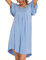 Uniexcosm Camicia da Notte, Camicia Notte Donna Cotone Corta Camicia Notte con Girocollo Sciolto Maniche Corte Camicia da Notte Volant Lovable Sleepwear per Casa e Casuale Blu Chiaro XL