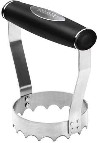 HULISEN Besteck Gezackter Lebensmittelzerkleinerer, 7,6 cm Edelstahl Manueller Handzerkleinerer mit Griff & gezackter Zahnkante, Handzerkleinerer, Hacken von Kohl, Ei, Nuss, gemahlenem Fleisch, Gemüse