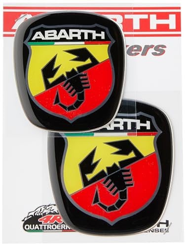 Abarth 3D Official Shield Logo Sticker für FIAT Grande Punto, Vorne und Hinten, 60 x 65 mm, 71 x 65 mm