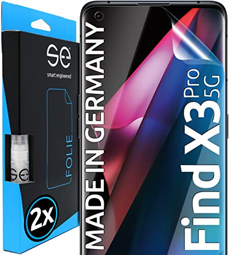 2x se® Film de Protection 3D Transparent pour Oppo Find X5 Pro / Find X3 Pro, Auto-réparateur, Compatible Empreinte & FaceID, Installation Sans Bulles, Résistant aux Chocs et Rayures, Allemagne