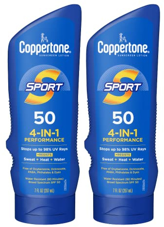 Coppertone Sport Sunscreen Lotion, Broad Spectrum SPF 50 Sunscreen Multi Pack, 7 Fl Oz, Pack of 2