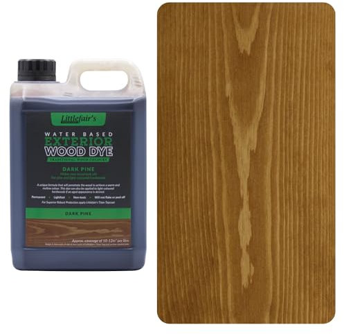 Littlefair's Tinte para Madera Exterior 5ltr - Acabado Premium, Fácil de Usar y Limpiar Tinte Madera - Basado en Agua, Seguro y Ecológico - Disponible en Muchos Colores - Color: Pino oscuro