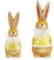 com-four® 2X Deko Aufsteller für Ostern, Bunte Osterhasen mit Brille, Osterdeko zum Hinstellen, Osterdekoration aus Keramik (2 Stück - 14cm + 19cm gelb)