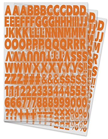 504 Piece 1 Inch Iron On Heat Transfer Letters and Numbers Alphabets Numbers Fabric Vinyl Letter DIY for Sport Jerseys T Shirts Clothes Slogan Printing Crafts Decoration (Orange)