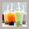 Lucgel Kit Bubble Tea (100 Pz Bicchiere Plastica PET 500cc (0,4 L alla Tacca) + 100 Coperchio Cupola con Foro + 100 Cannucce Incartate)