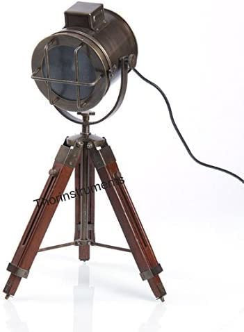 Designer Spot Light Marine Nautical Table Lamp Searchlight with Tripod Stand Bronze