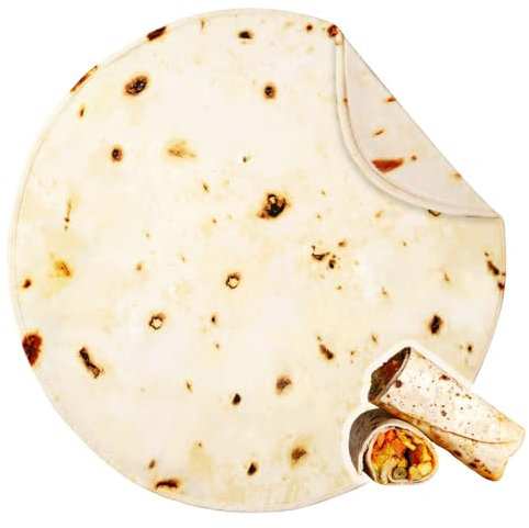 Bnuitland Burritos Tortilla-Decke, 300 g/m², riesiges, lustiges Geschenk, Überwurf mit Burrito-Beutel, doppelseitig, realistisch, superweich, Taco-Decke, Bett-/Sofadecke für Erwachsene