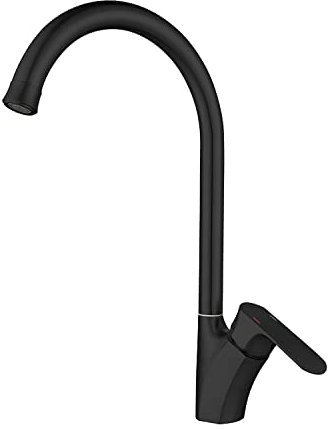 COMVIDA Grifo de Cocina Negro, Grifo de Fregadero con Caño Alto Grifo Monomando para Fregadero de Acero Inoxidable Grifo Mezclador de Fregadero Giratorio de 360° para Agua Fría y Caliente, CV-10014-N