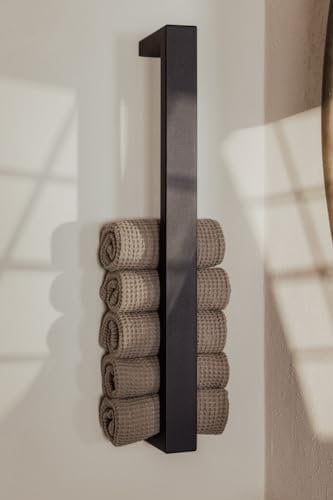 Metallbude Handtuchhalter NALI - Schwarz - Wandmontage - Pulverbeschichtetes Stahlrohr - Kratz-, Stoß- & Schlagfest - 4x10x50 cm