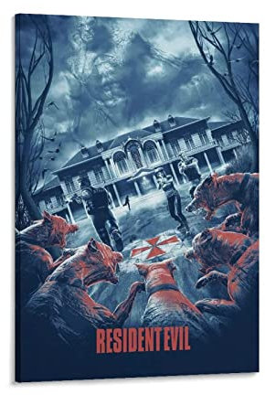 Enartly Leinwand Wandkunst Malerei Resident Evil Zombie Dog Game Poster Canvas Wall Art Room Pictures for Bedroom Gifts Decor 30x50cm Senza Cornice