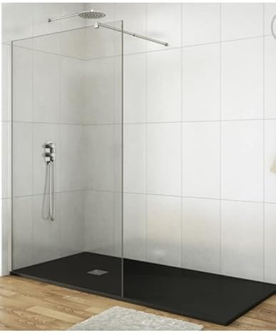 Mamparas de Ducha Frontales Puerta Fijo WALK IN Outletaseo® Antical 8mm Cristal Barra 60cm-100cm (60 cm)