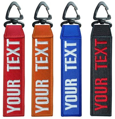Brillianne Personalisierte Schlüsselanhänger, Kundenspezifischer Doppelseitige Stickerei Name Schlüsselanhänger, 1PCS Key Tags Zubehör für Schlüssel, Motorrad Fahrer, taktischer Rucksack
