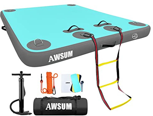 AWSUM Aufblasbares Schwimmdock, Luftdock-Plattform, schwimmendes Inselfloß mit Rutschfester Oberfläche für Pool, Strand, Ozean