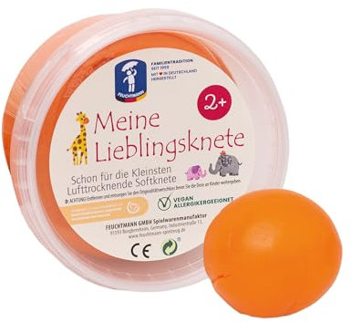 Feuchtmann MEINE LIEBLINGSKNETE Edu Edition 500g Kinderknete Orange, glutenfreie Spielknete vegan, ungiftige Knete, Modelliermasse lufttrocknend