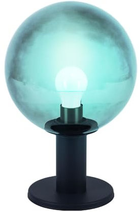Wegeleuchte dimmbar mit Fernbedienung LED Außenlampe anthrazit Sockelleuchte Gartenlampe rauchfarben, RGB Farbwechsel, Glaskugel Rauchoptik, 8,5W 806lm warmweiß, DxH 25x38 cm