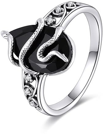 YFN Schlange Ring Sterling Silber Schwarz Turmalin Ring Kristall Heilung Schmuck spirituellen Schutz Geschenke für Damen Mädchen (9)