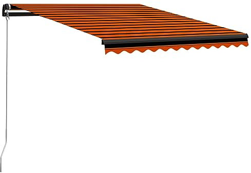 BaraSh Gelenkarmmarkise mit LED 300x250 cm Balkon Sonnenschutz Balkon Klemmmarkise Markisenbeleuchtung Gartenmarkise Orange und Braun
