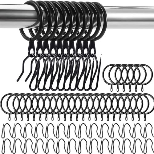 30 Pieces Metal Drapery Curtain Rings and Hooks - 30 mm Internal Diameter, For Window, Door and Shower Curtains