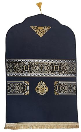 Baoblaze Traditioneller muslimischer Gebetsteppich Weich, Traditional Muslim Prayer Rug, Gebet Teppich Matte, Carpet Soft Ramadan, Muslim Prayer Rug Carpet für Kinder Frauen Männer, Dunkelblau 1