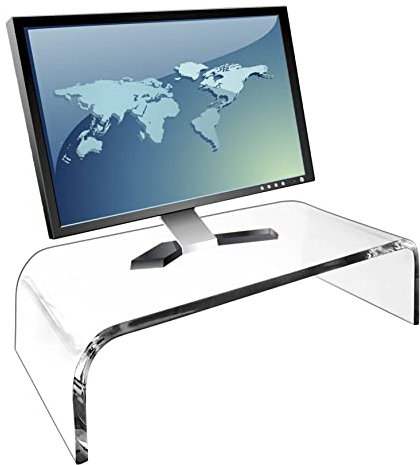 Blogiiup Support de Moniteur Acrylique, 11.8x8x2.8 Pouce de Moniteur Transparent, Support de Bureau avec Plate-Forme Robuste, Support de Bureau PC pour Le Clavier et Le Stockage de la Souris