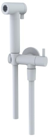Kit Hydroscopino Wc Douchette en laiton Portable Shut-Off Monoguet Commande à Levier (1, Blanc Mat Rond)
