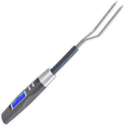 Tenedor Termómetro para Carne para Barbacoa con Pantalla LCD, Sonda de Acero Inoxidable 304, Ajustes de Temperatura Preestablecidos, Apagado Automático