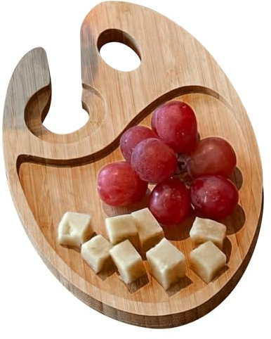 Wine Appetizer Plates | Appetizer Plates With Wine Glass Holder | Wooden Serving Tray | Appetizer Plates Wine Glass Holder | Cocktail Charcuterie Plates | Wooden Wine Tray For Parties