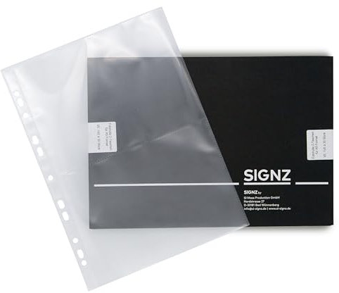 SIGNZ Sammelhülle DIN A4 | 2-teilig (2 x 21,9 x 15,2 cm), 30 Stück, extra starke 110 my, glasklar, CO2-neutral hergestellt, made in Germany