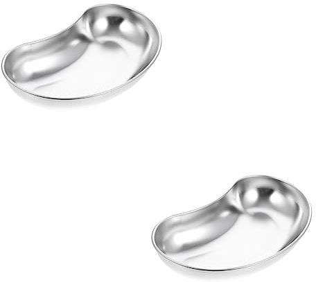 SOLUSTRE 2 Stk Tablett Aus Edelstahl Ablage Für Instrumentenzubehör Klinisches Instrument Nierenförmige Schale Abfallbehälter Für Mediziner Nierenschalen Schmuck Tablett Rostfreier Stahl