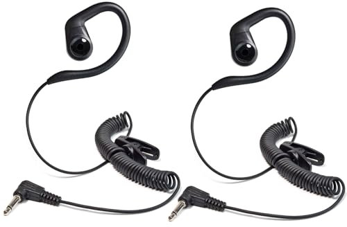 UAYESOK Radio Earpiece 3.5mm Jack Listen/Receiver Only Soft G Shape Ear Hook Walkie Talkie Headset 1 Pin for Motorola Yaesu Kenwood Maxon Vertex Security Police Radio Speaker Mics (2 Pcs)