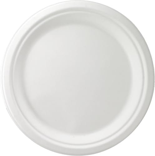 Clarina - Plato de caña de azúcar - Platos de papel - Vajilla desechable - Platos desechables 50 unidades - 26 cm - Respetuoso con el medio ambiente - Biodegradable