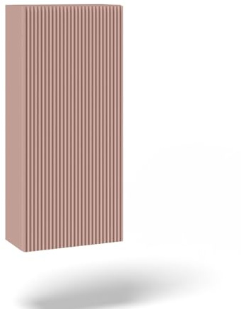 AQA DESIGN pensile bagno, mobile bagno sospeso completamente realizzato in melaminico antigraffio, pensile bagno sospeso reversibile dxsx, apertura push - Rosa cipria - 35x18x78,2 cm