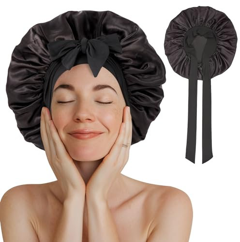Inexorablex Verstellbare Seidenhaube zum Schlafen, Schlafhaube Seide mit Gummiband, Satin Haarhaube,Haarhaube für die Nacht, Schlafmütze Satin für Damen und Mädchen