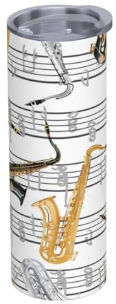 YXDVPALNE Musiknoten Saxophone Wasserflasche Isolierte 20 Unzen Edelstahl Becher Vakuum Tumbler Wasser Flasche