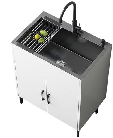 Lavatoio con Mobile, Lavello Multiuso Commerciale in Acciaio Inossidabile Autoportante, con Rubinetto per Tubo Dell'Acqua Calda e Fredda, per garage, ristorante, cucina, lavanderia(50x40cm/19.7x15.7in