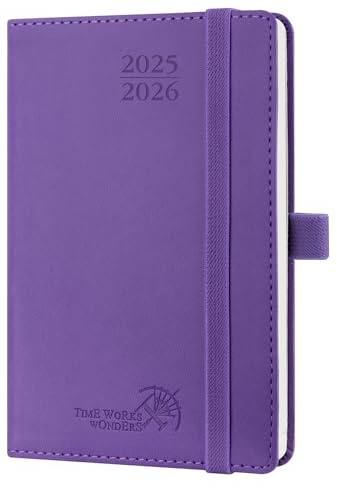 POPRUN Agenda 2025 2026 Settimanale Piccola 16 x 10,5 cm, Diario Scuola A6 17 Mesi da Ago.2025 a Dic.2026, Copertina Morbida in Pelle Vegana, Carta Spessa da 80 GSM, Viola