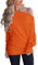 Sxkayxr Off The Shoulder Tops for Women Batwing Long Sleeve Jumpers Shirts Knit Tunic Tops Casual Loose Fit Oversized Pullover Sweaters Orange