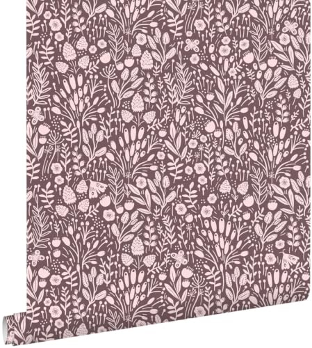 Esta Home Tapete Blumen Aubergineviolett 50 x 900 cm