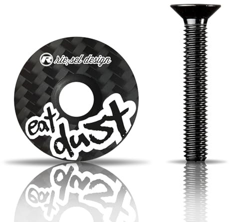 Riesel Design - stem:Cap – Carbon - Ahead Kappe inkl. Aluschraube für Rennrad, Gravel, Cyclocross, MTB/Vorbau- & Steuersatz Kappe für alle Gabelschäfte, Vorbauten mit 1 1/8‘‘ - NEU (eat dust)