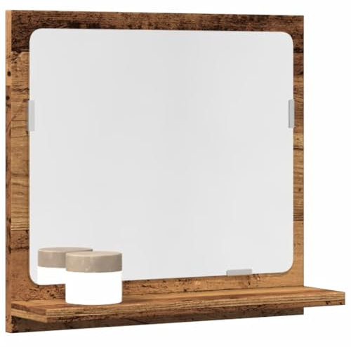 Xichuzi Badspiegel mit Ablage Altholz-Optik 40x11x37 cm Holzwerkstoff, Wandspiegel, Badezimmerspiegel, Badezimmer Spiegel, Bathroommirror - 856187