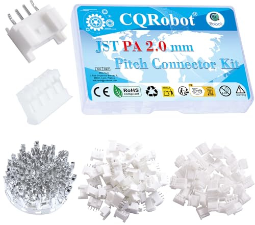 CQRobot JST PA 2.0mm Pitch 4-Pin Electronic Computer Connector Adapter | Male Header Female Receptacle Housing Crimp Contact Terminal PCB Wire-to-Board Adapter Cable Assembly 50 Sets/300 Pieces