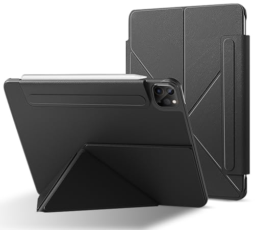 RoYiio Coque pour iPad Air 13 Pouces M4/M3/M2 Coque Cuir PU (Noir) | Fixation Magnétique, Veille/Réveil Automatique, Coque pour iPad Pro 12.9 6e/5e/4e/3e gén., pour iPad Air 13 2026/2025/2024