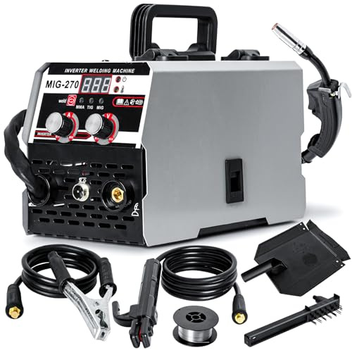 gibxiyza 3-in-1 Smart Welder: LED Digital Display MIG/TIG/ARC Machine w/Cooling Fans - 60% Duty Cycle Welder Kit for HVAC/Plumbing/DIY Metal Working grey