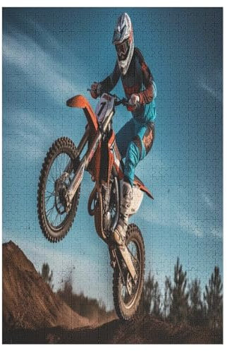 Motocross 1000 Teile Puzzles, Wood Craft, Hochwertiges Modernes Puzzle, DIY, Für Erwachsene Und Kinder Ab 12 Jahren, 78×53cm