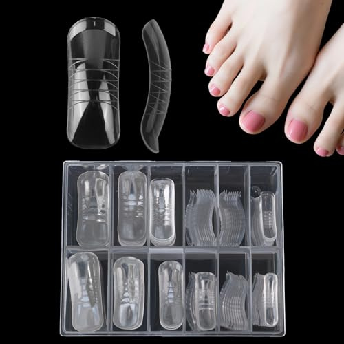 BOXOB 120pcs Polygel Nail Forms Kit, Toe Dual Forms Reusable Nail Tips Extension Molds for Poly Gel DIY Home Pedicure & Salon Use